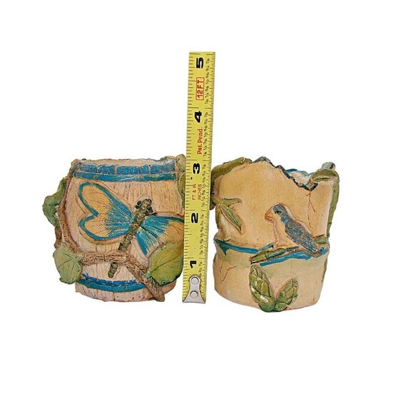 Mini Resin Bamboo Butterfly Bird Design Planters Trinket Dish Succulents Sz 3x3 - Picture 7 of 11